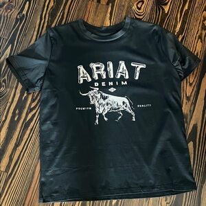 Ariat Kids Charcoal Grey and cream Bull Graphic Tee